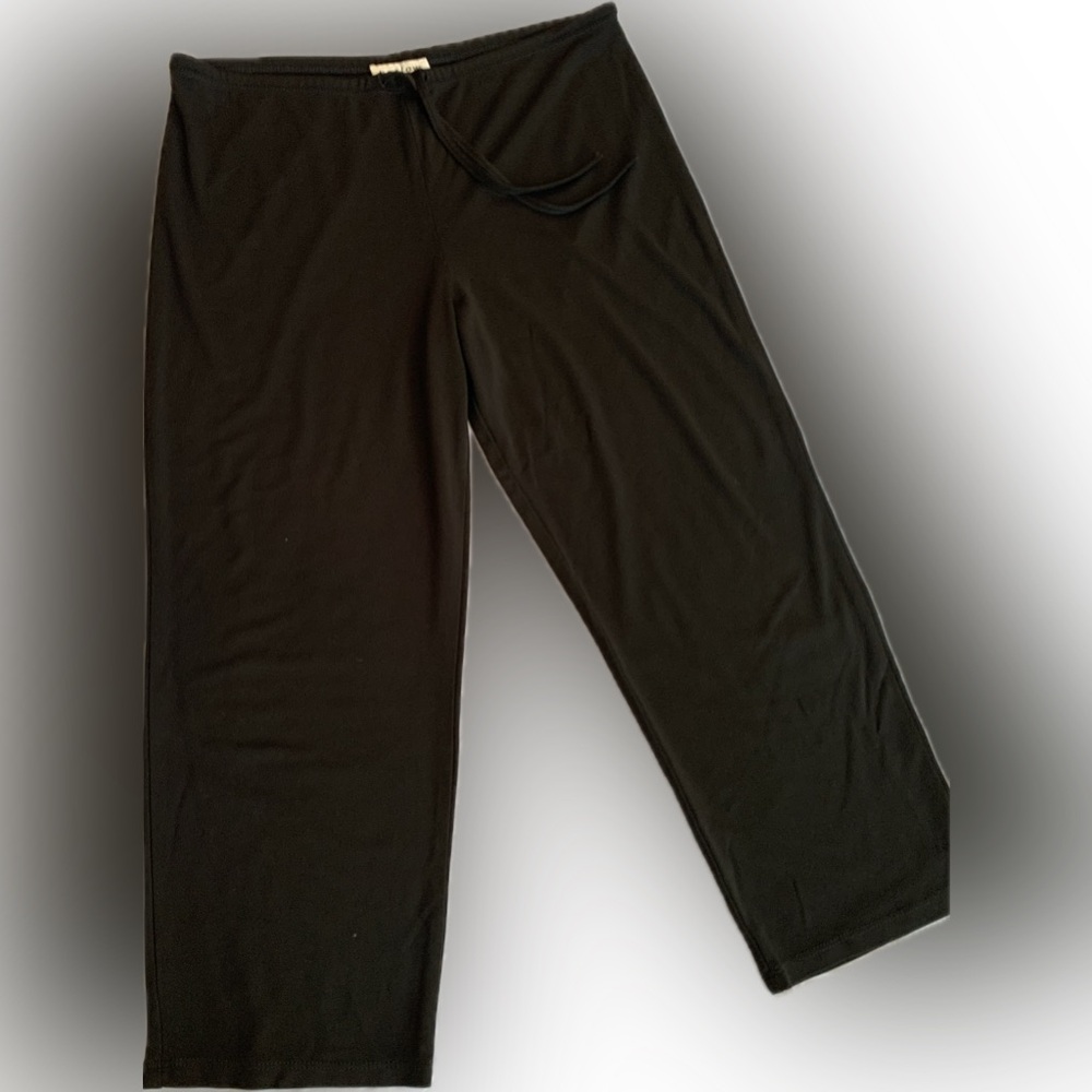 HARLOW drawstring black relaxed fit wide leg polyester pants, medium